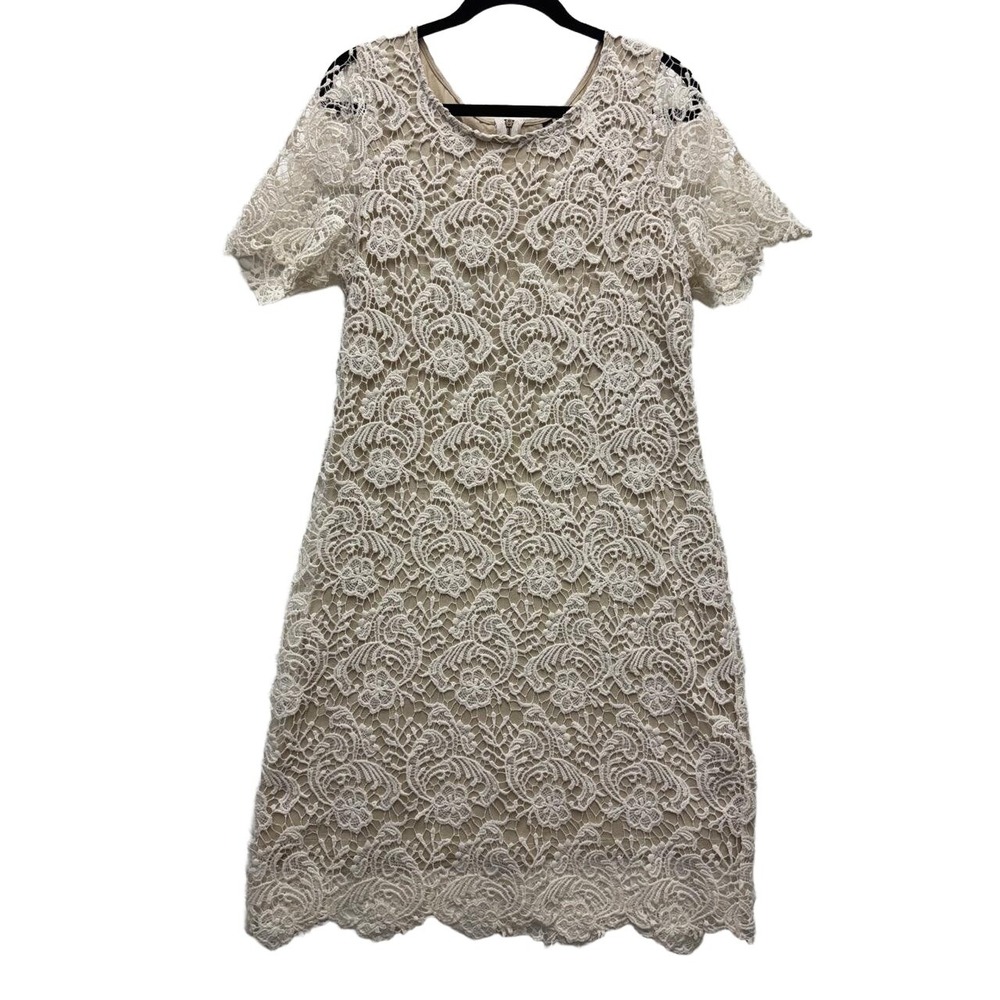 NWT Kut‎ From The Kloth Ivory Lace Overlay Short Sleeve Dress Size 12
